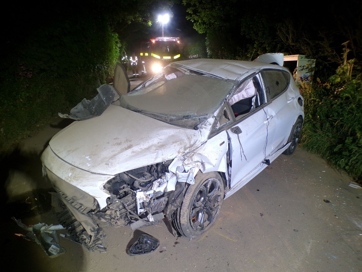 Teenage driver hit earth bank and wrote off his car