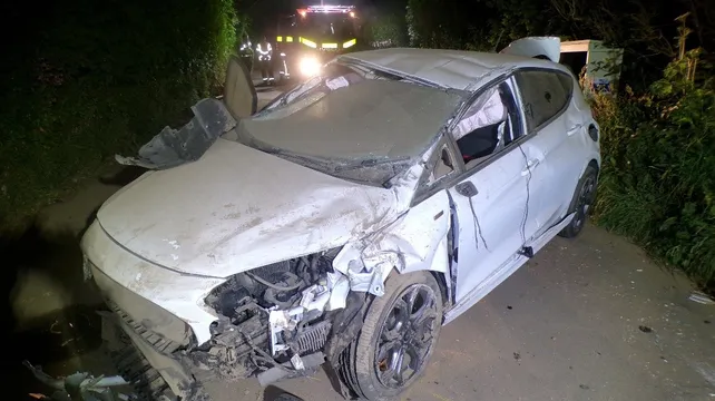 Teenage driver hit earth bank and wrote off his car