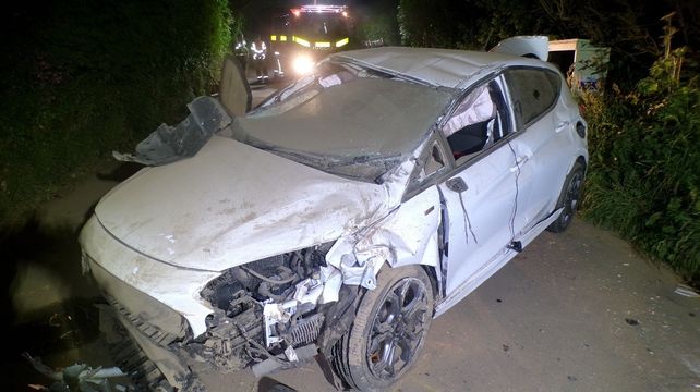Teenage driver hit earth bank and wrote off his car