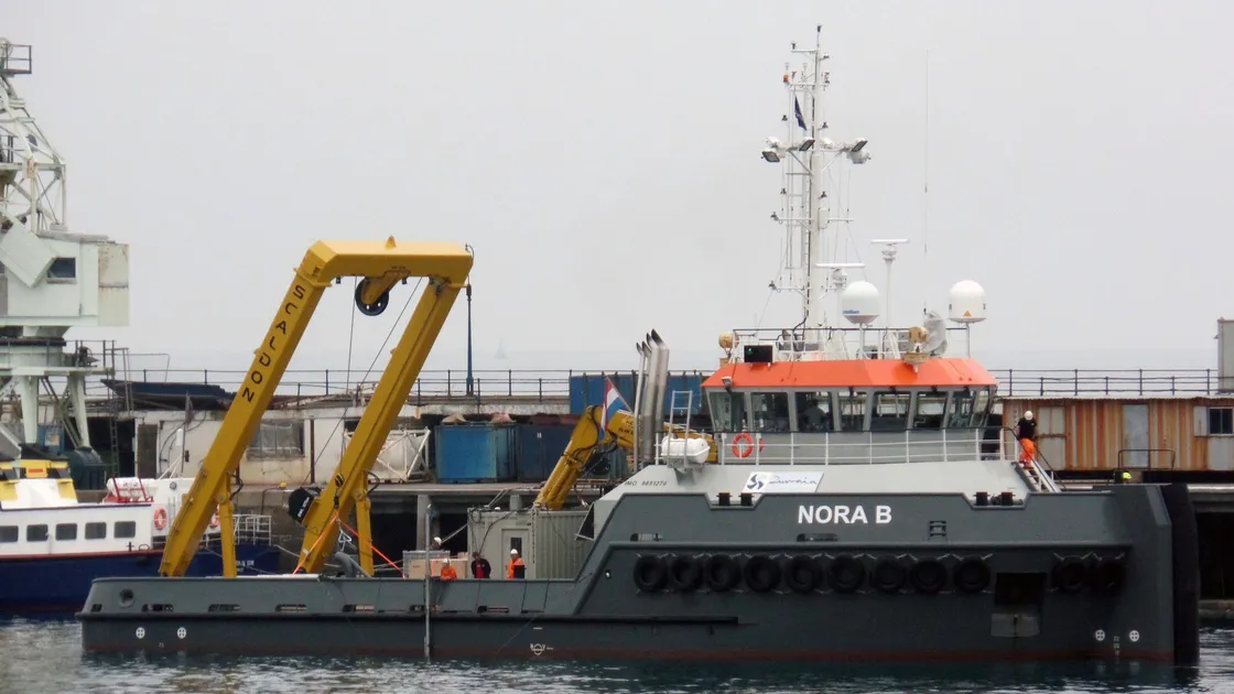 The 36-metre survey vessel Nora B in St Peter Port Harbour. (Picture by Tony Rive, 25051506)