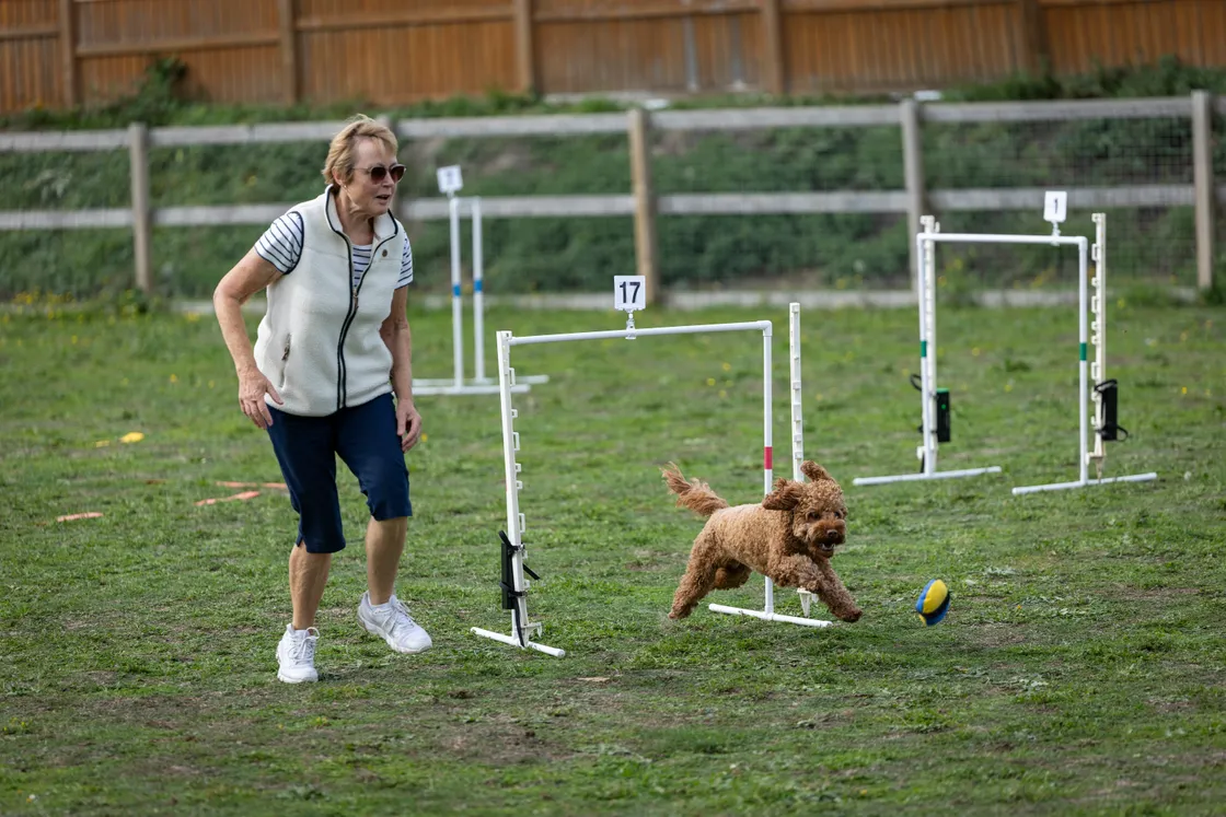 Sue Degnen with dog, Eddie.
