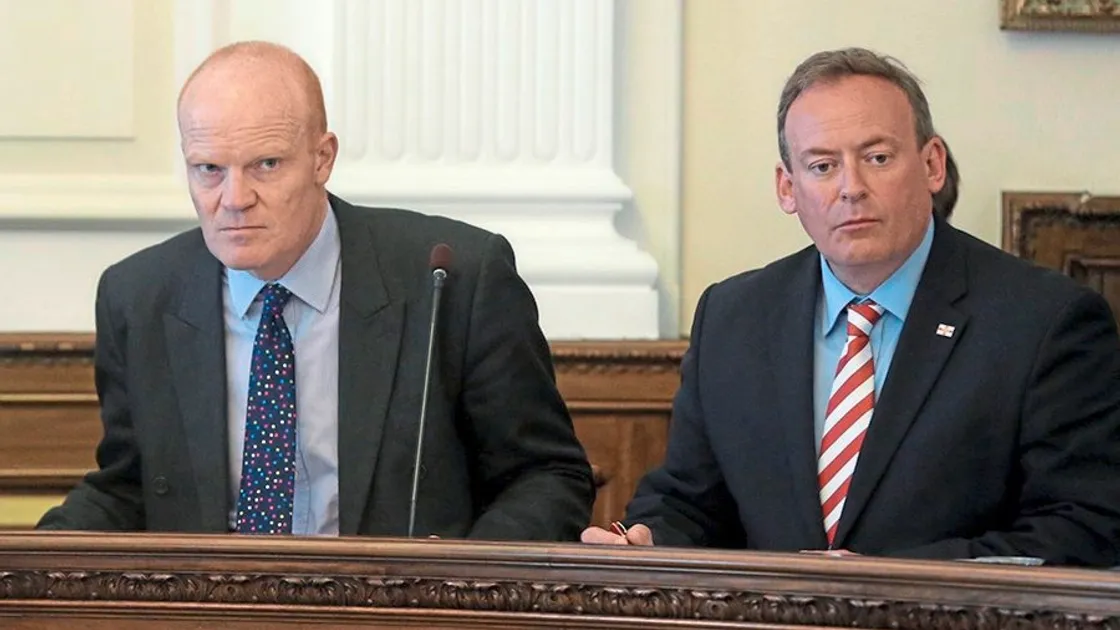 Deputy Gavin St Pier, left, and Deputy Lyndon Trott’s amendment, if approved, will lift the 18-month reporting deadline that was written into the original set of propositions for an assisted dying regime. 