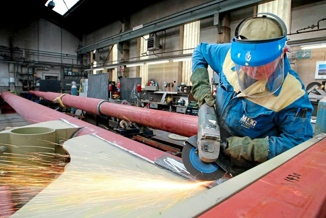 Rod Leivars working on the mast at Marine and General Shipyard in St Sampson’s in 2005.