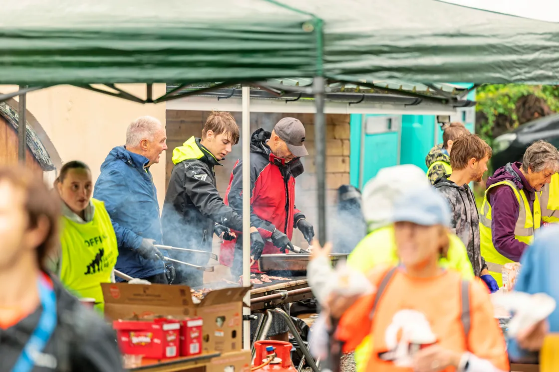The checkpoint at Le Gouffre where walkers received some breakfast rolls.