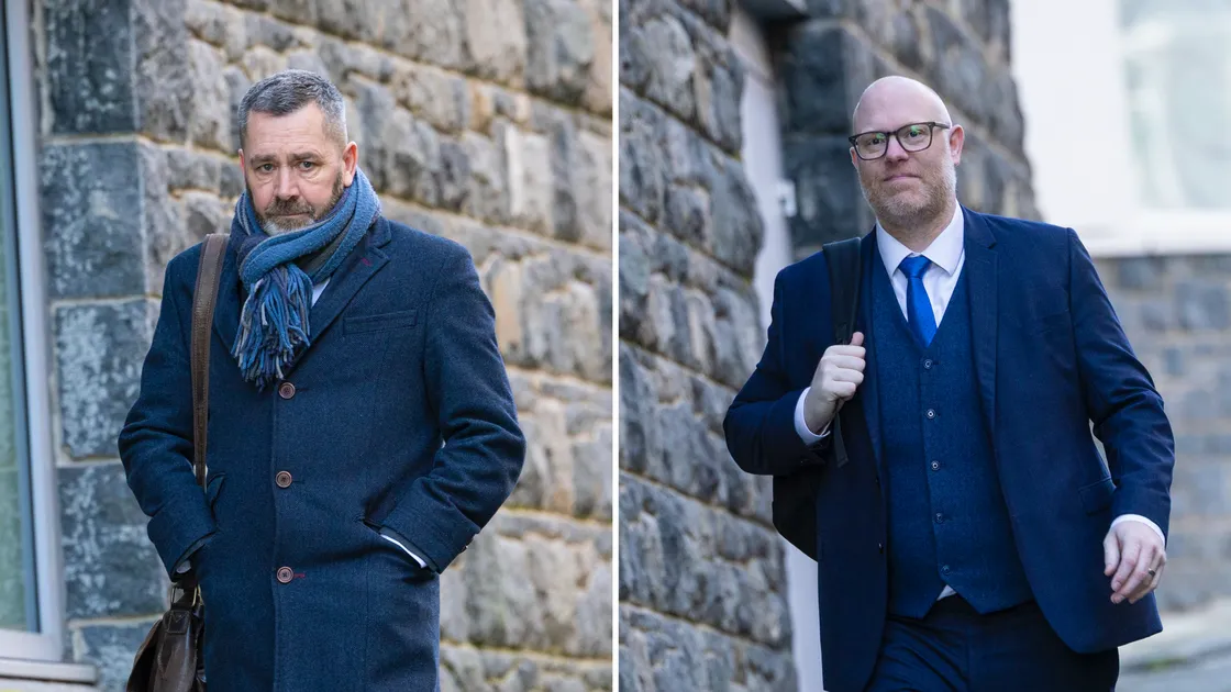 Marc Leadbeater, left, who will ask for his requete to be withdrawn at tomorrow’s States meeting, claimed that Robert Curgenven, right, was pulling the strings of a campaign of vilification against him.