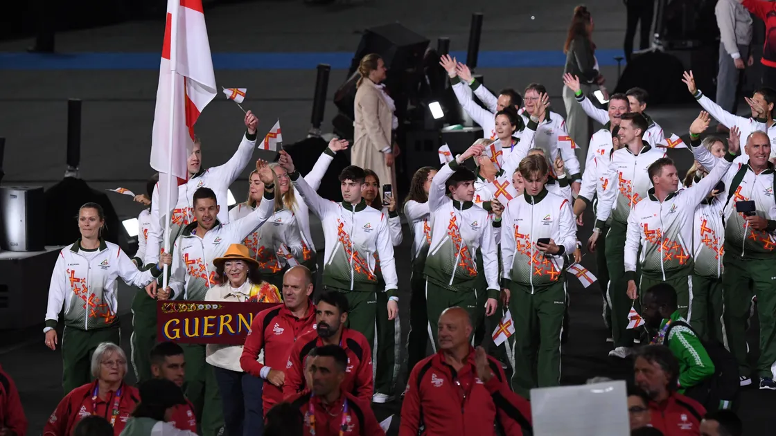 Badminton star Elena Johnson, far left, was one of Guernsey's flag-bearers at the Birmingham 2022 Commonwealth Games Opening Ceremony. (Picture by David Ferguson, 33736091)