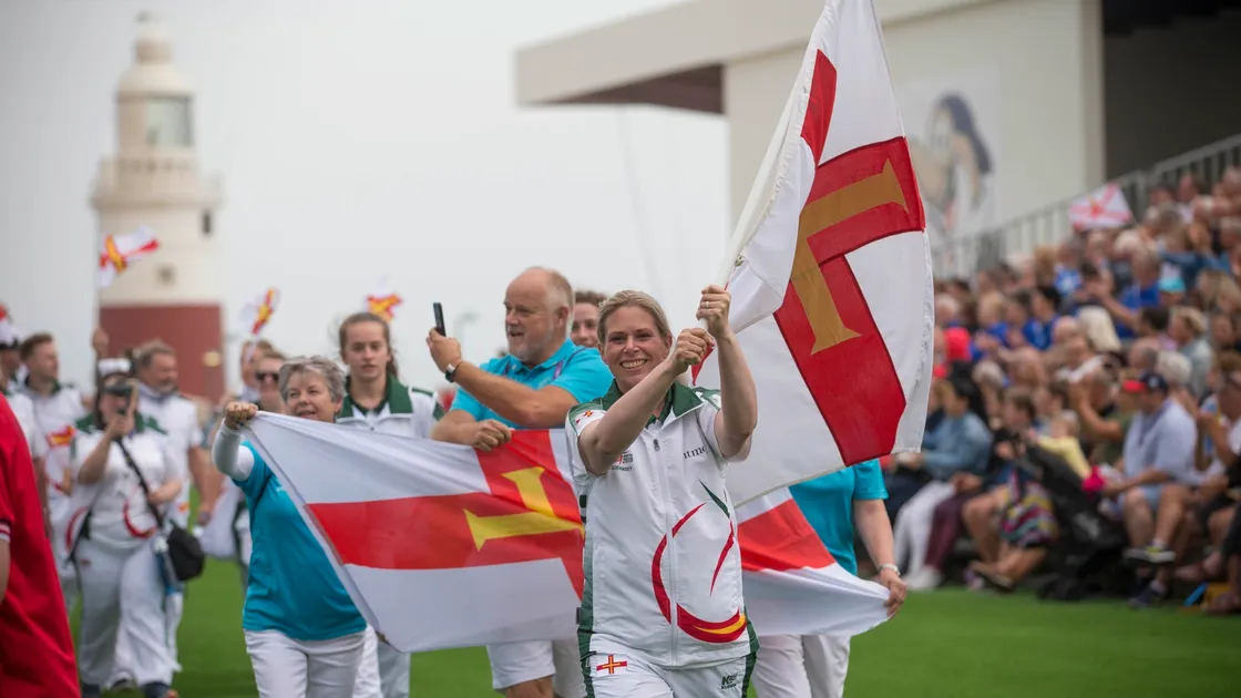 Team Guernsey flag-bearer Nikki Trebert. (Picture By Peter Frankland, 25160118)