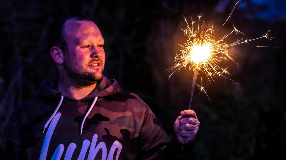 Picture By Peter Frankland. 14-04-20 Luke le Prevost has thousands of sparklers which he wants to give away so people can take part in lighting them on Friday in respect of those who have lost their lives to Covid-19.. (28006000)