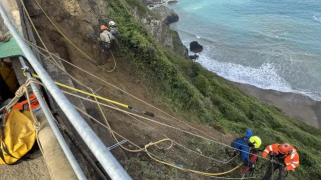 Half of the rock anchors at La Coupee have been installed
