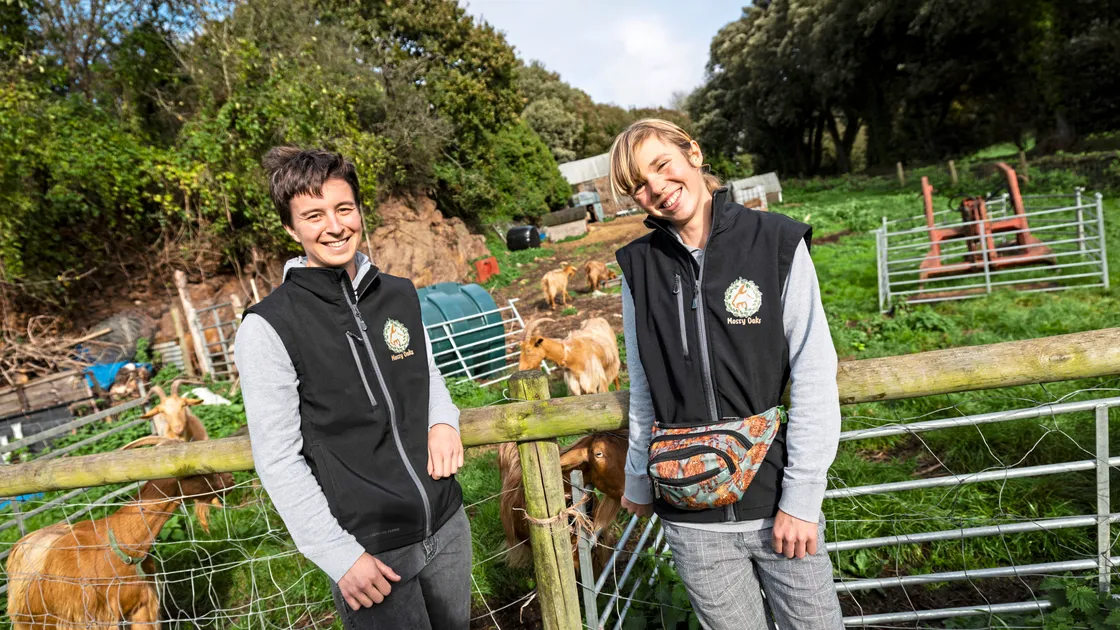 Oli Harris and Danni Welstead from 'Mossy Oaks' goat conservation herd in Yorkshire