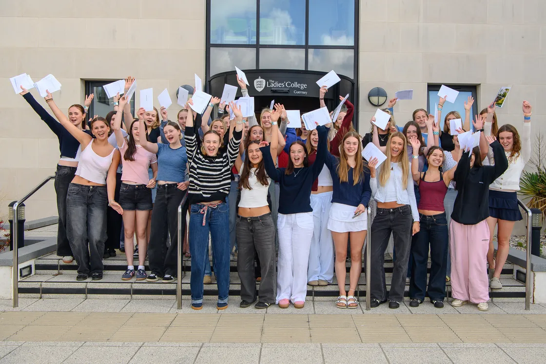 Something to shout about... The Ladies’ College students celebrate their GCSE results last year.