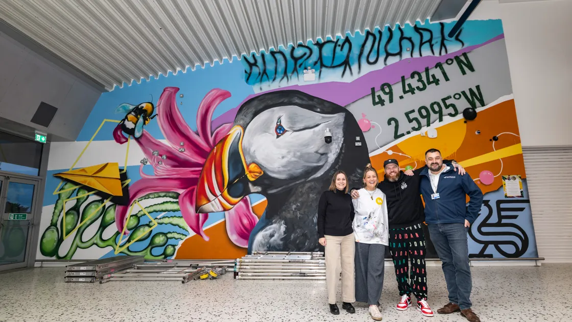 Left to right: Butterfield marketing manager Claire Heaume, Tiffany Anna, Woodie and David Buddery from Guernsey Ports