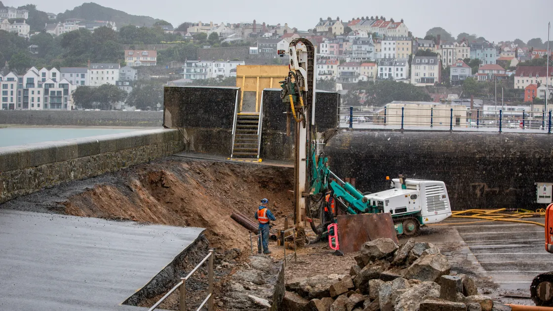 The project to demolish and rebuild part of the Castle Emplacement walkway retaining wall should be completed by the end of the year. (Picture by Luke Le Prevost, 32380725)