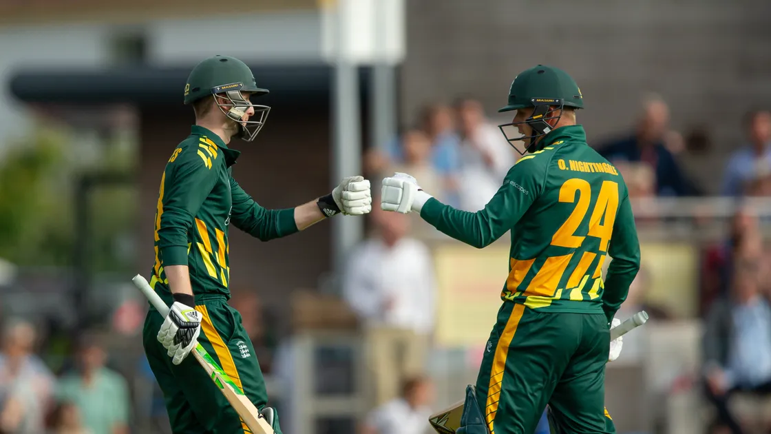 Matt Stokes and Ollie Nightingale at the crease as Guernsey booked their place in the Europe Qualifier last summer.