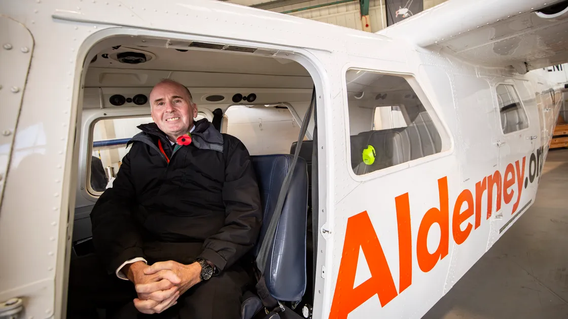 Air Alderney chief pilot David Donovan in one of its Islander aircraft. (Picture by Sophie Rabey, 31458407)