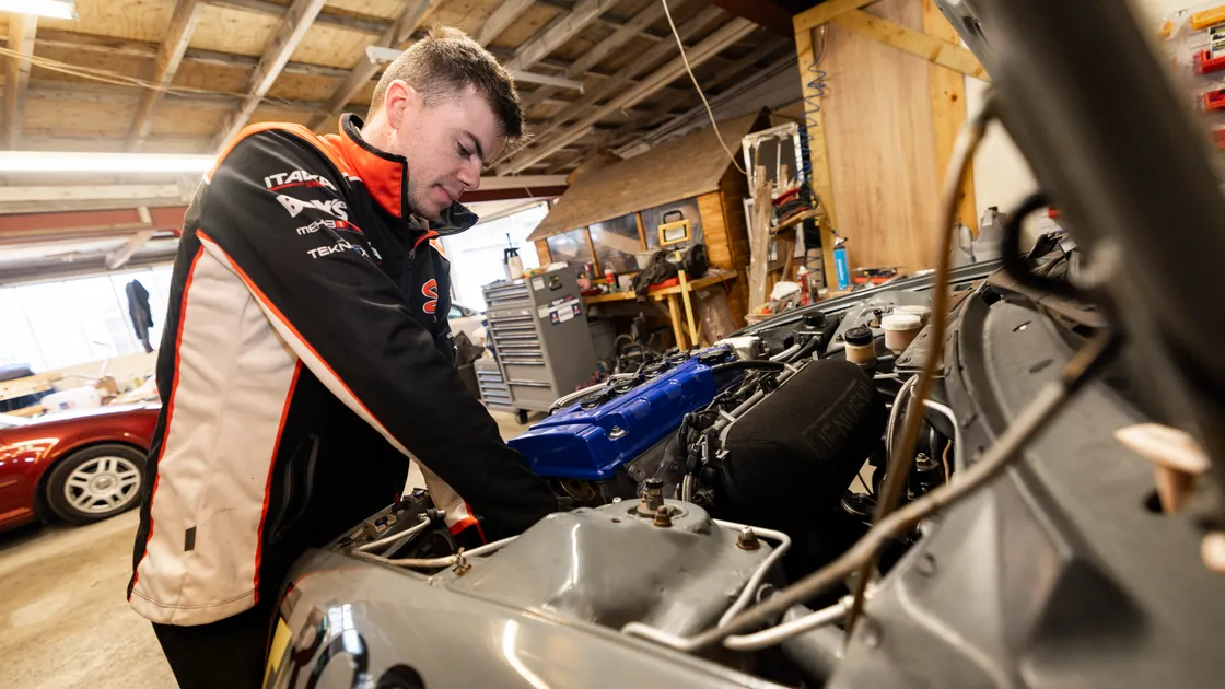 Adam Le Ray preparing his Honda Civic EG6 ahead of this weekend’s 2026 Guernsey Rally