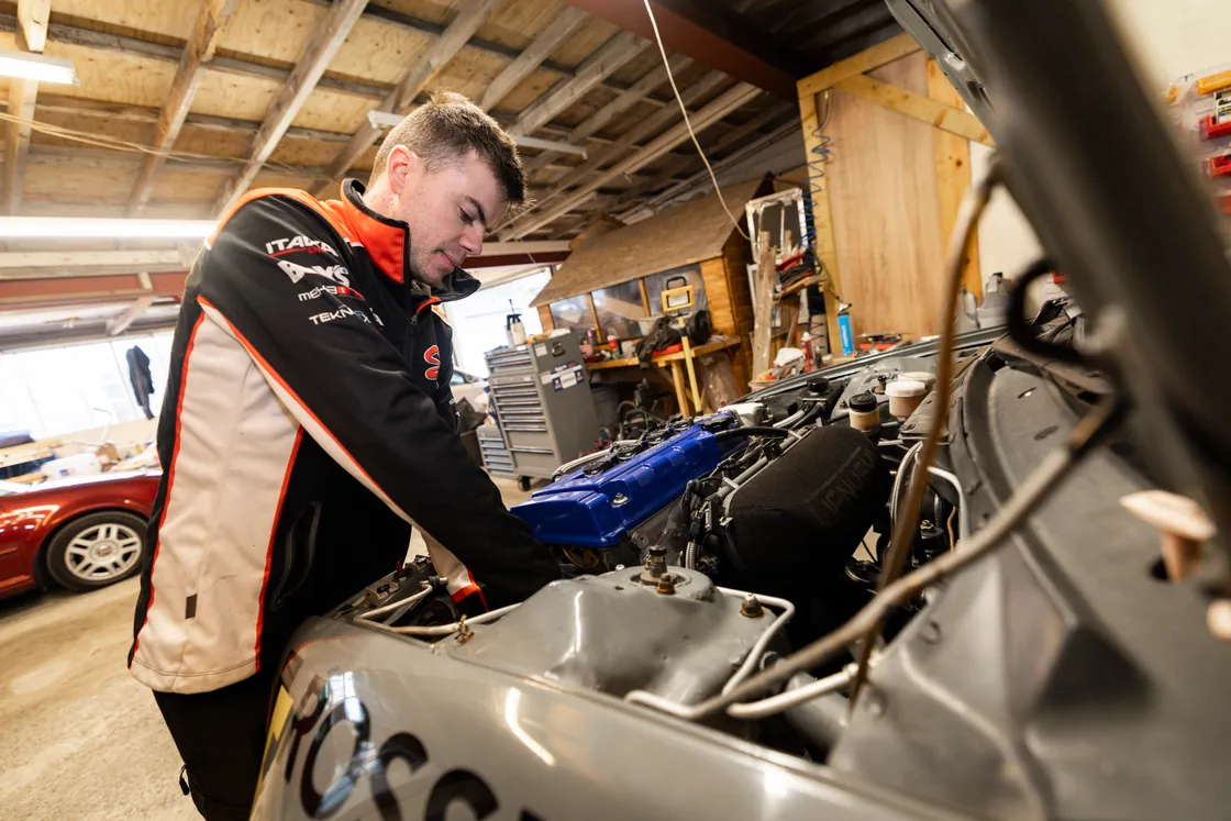 Adam Le Ray preparing his Honda Civic EG6 ahead of this weekend’s 2026 Guernsey Rally