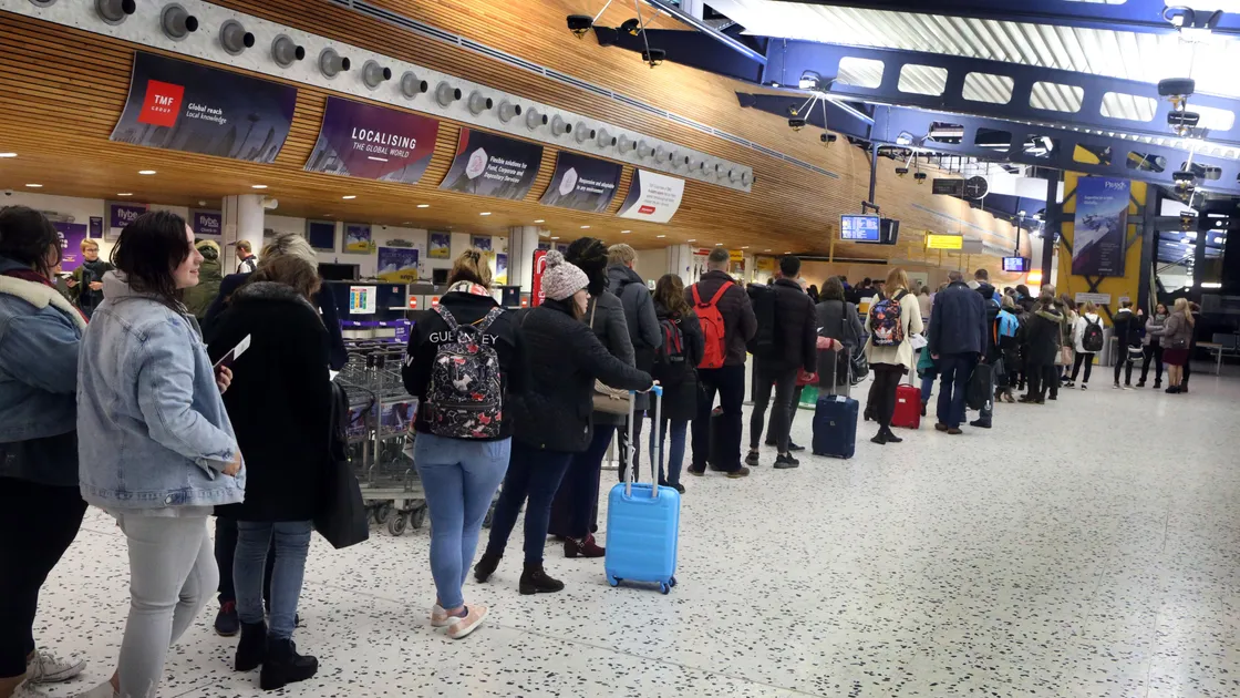 There were big queues at the airport when work was carried out to the duty free shop and security area in 2018. (28663664)