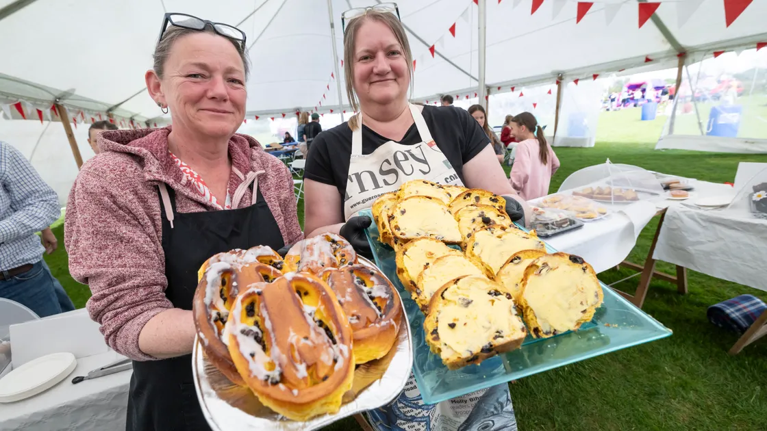 Nicky Branquet, left, and Rachelle Dyke were serving food in the tea tent.