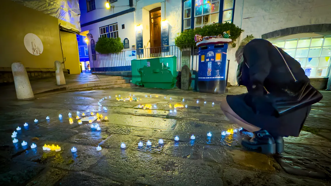 A candlelit heart was created outside the Town Church on Thursday for National Grief Awareness Week