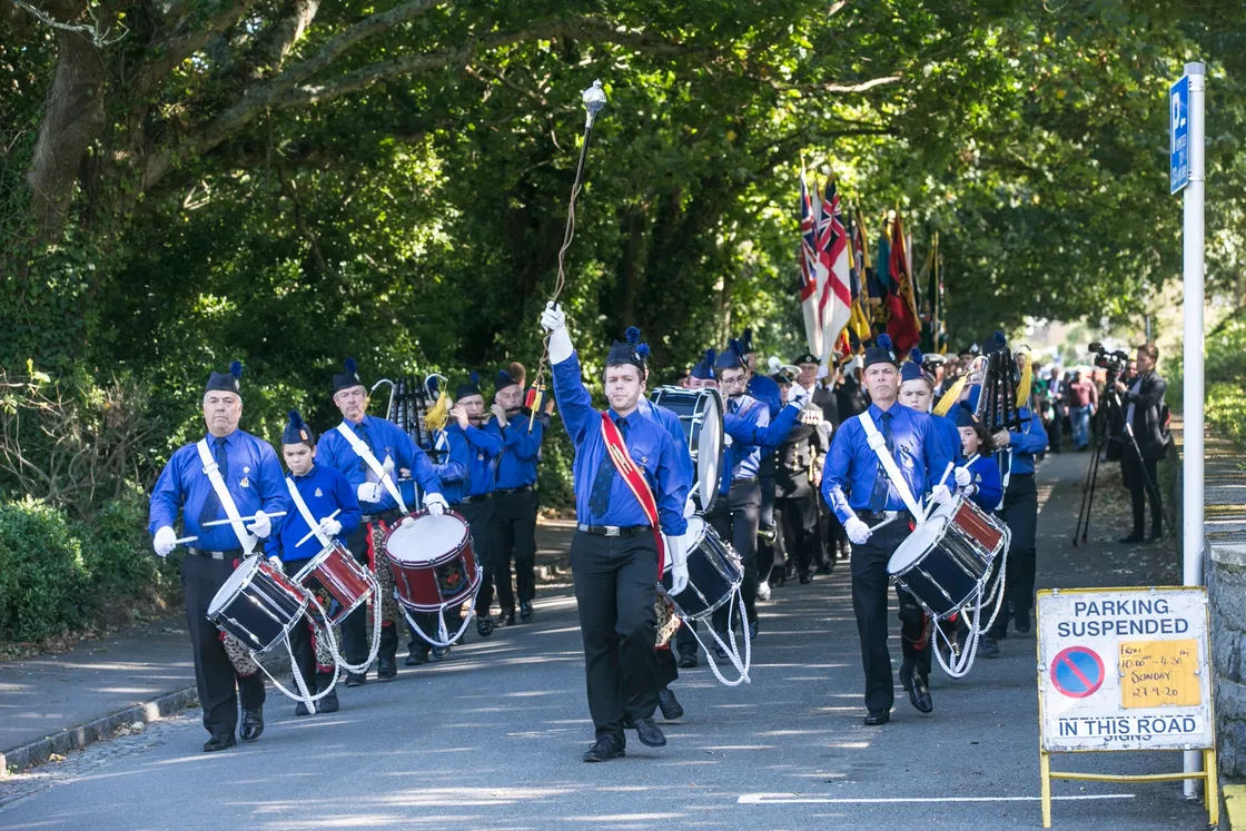 Pic by Adrian Miller 27-09-20 Foulon Cemetery. Remembrance service for H.M.S. Charybdis and H.M.S. Limbourne . Parade led by the Boy's Brigade. (28735055)