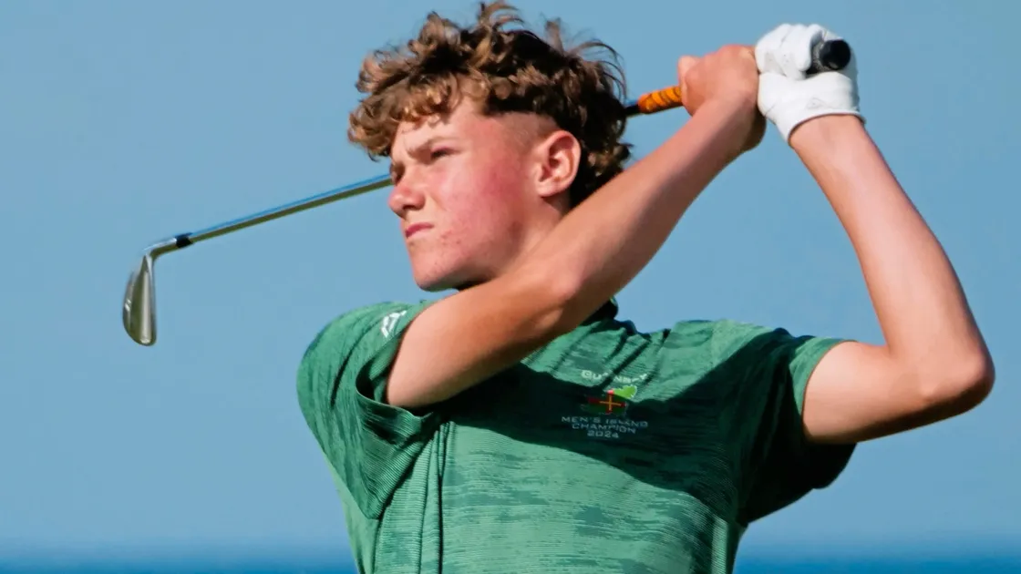 Conor McKenna on his way to becoming the youngest Guernsey player to win the Men's Channel Islands Championship title. (Picture by Gareth Le Prevost, 33459779)