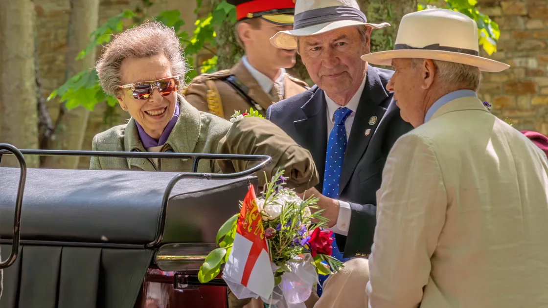 Photographer Chris George took this image of the Royal Couple chatting to the Seigneur of Sark, Christopher Beaumont, within a few minutes of the one chosen to be in her official Christmas Card