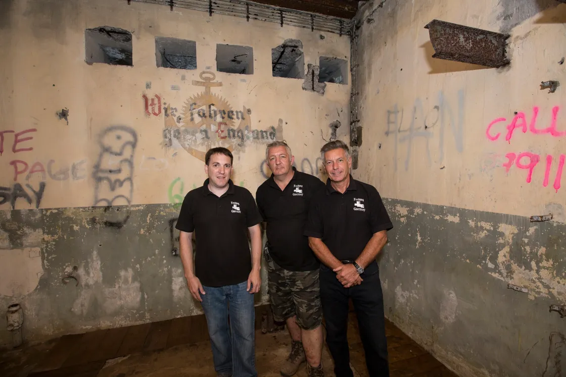Festung Guernsey project co-ordinator Steve Powell, left, with fellow volunteers Paul Bourgaize and Graham Reynolds. (28585673)
