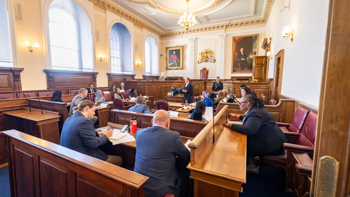 Members of the CPA Parliamentary Academy Residency Programme spent yesterday afternoon in the States Chamber taking part in a mock debate.
