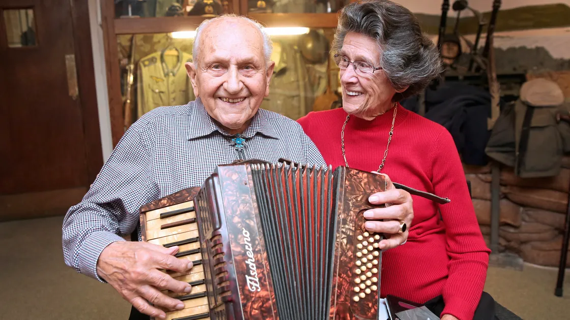 Rudolph Schoberl, 96, who was part of the occupying forces in Guernsey during the Second World War, became friends with Loretta Winterson and her family and gave them food. (Picture by Adrian Miller, 19669490)