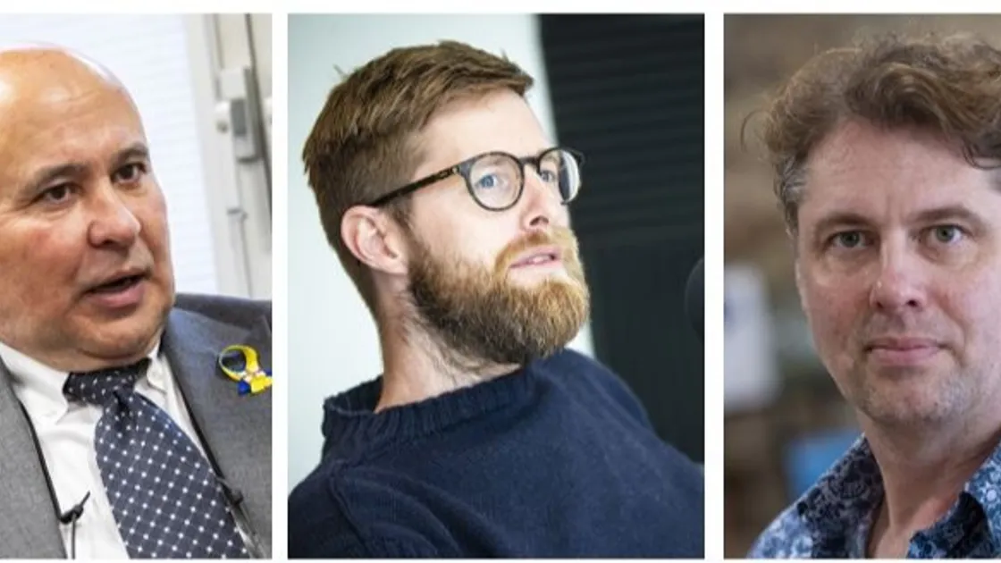 Carl Meerveld, left, and Stephen Rouxel, right, have declared they will stand in the by-election on 29 April, and Andrew Taylor, centre, is also considering a bid to return to the States.