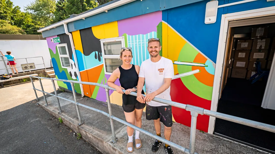 Lydia and Ryan Dawe have been painting, with the help of volunteers, the cabins at La Mare De Carteret, ahead of students coming back in September