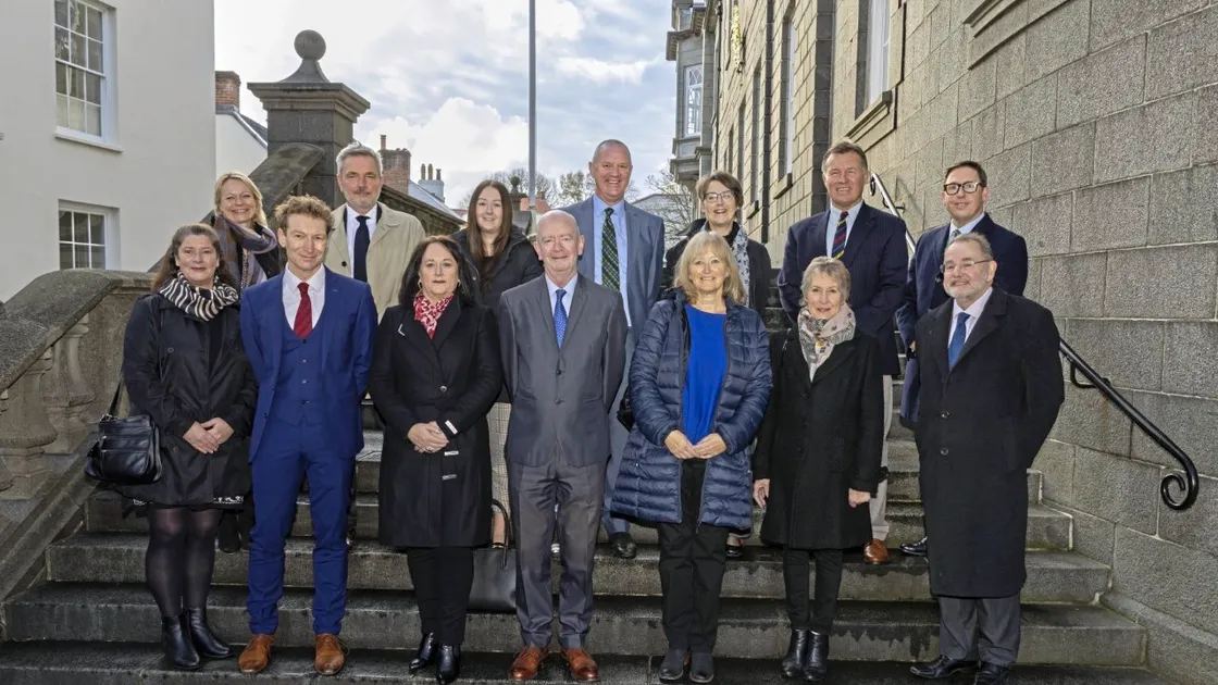 The 12 new volunteers who have been appointed to the Child Youth and Community Tribunal panel. Left to right, back row: Carolyn Fysh, Toby Peatfield, Katie Robins, Alan Brown, Amanda Hibbs, David Wallace and deputy convenor James Ovenden. Left to right, front row: Jennifer Veillard, James Roberts, Lisa Wonnacott, Peter McGovern, Karen Gamble, Jane Hunter and Tim Bush. (Picture by Chris George)