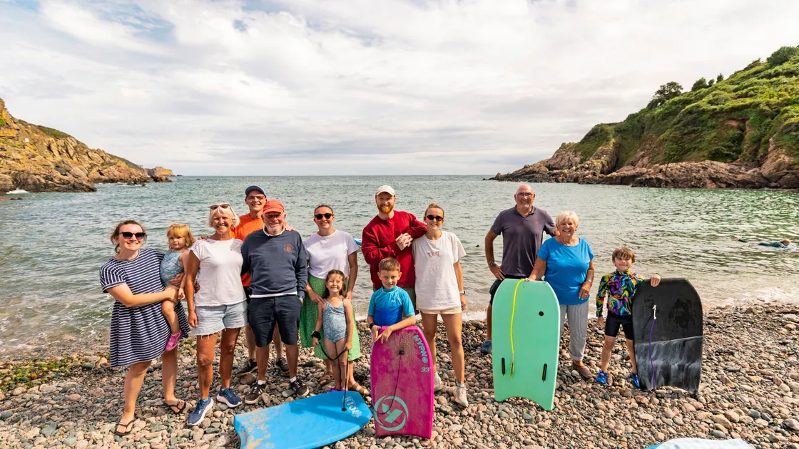 The Baudains and Hitchings families having a day out on Petit Bot.