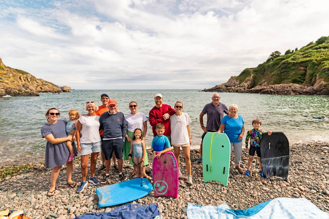 The Baudains and Hitchings families having a day out on Petit Bot.