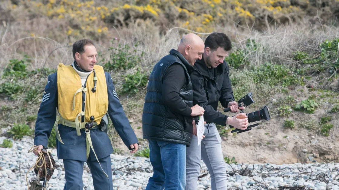 Historian Tim Osborne, centre, checks a shot with filmmaker Gaz Papworth. Dave Hyett is on the left. (29449201)
