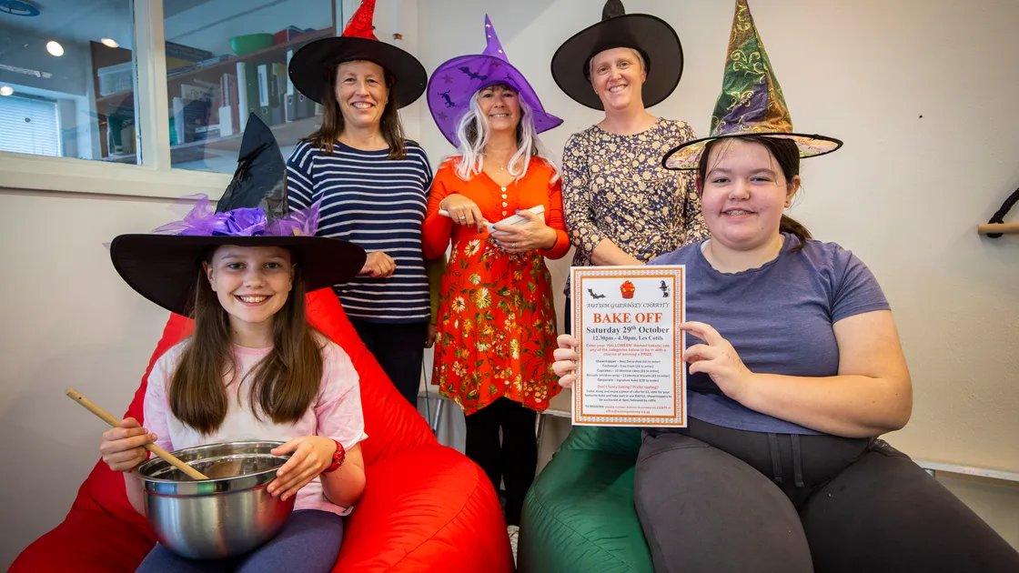 Mixing up some Halloween-themed recipes for Autism Guernsey’s Great Charity Bake Off are, left to right, Molly Pedersen, 11, Faye Pedersen, Autism Guernsey’s Mandy Rowlinson, Debbie Anderson and Izzy Powis, 12. (Picture by Sophie Rabey, 31386381)