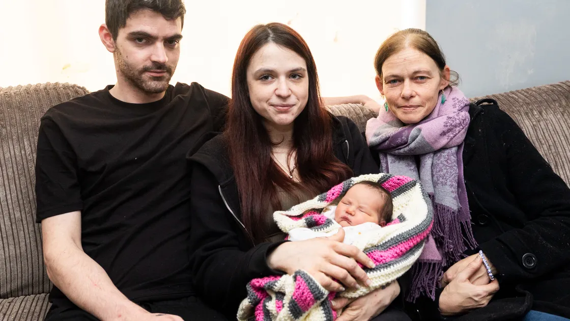 Beth Sarre gave birth to her and Brendan Topley’s  baby, Scarlett, in the car park to the PEH on Friday night after starting labour at home. Beth’s mother, Kerry, right, helped deliver her granddaughter in the front seat of the car