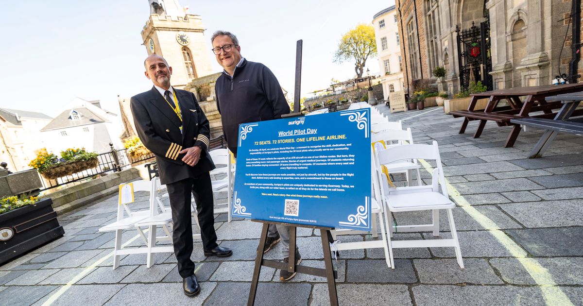 Aurigny in the Market with thanks on World Pilot Day