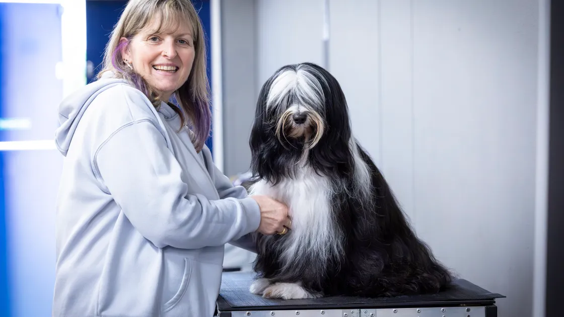 Chrissy Le Moignan with her Tibetan Terrier, Mika.