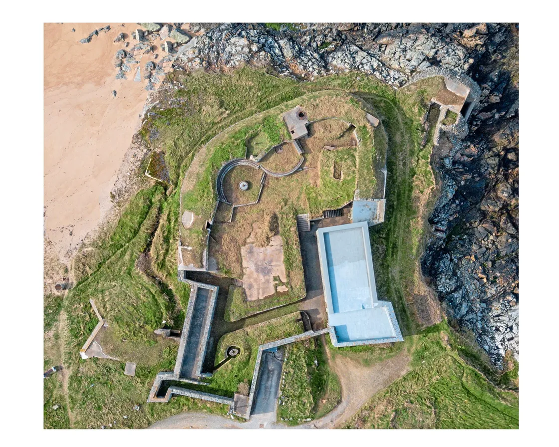 An aerial image of Doyle's Battery, which has been cleared of foliage and made ready for visitors. (30543817)