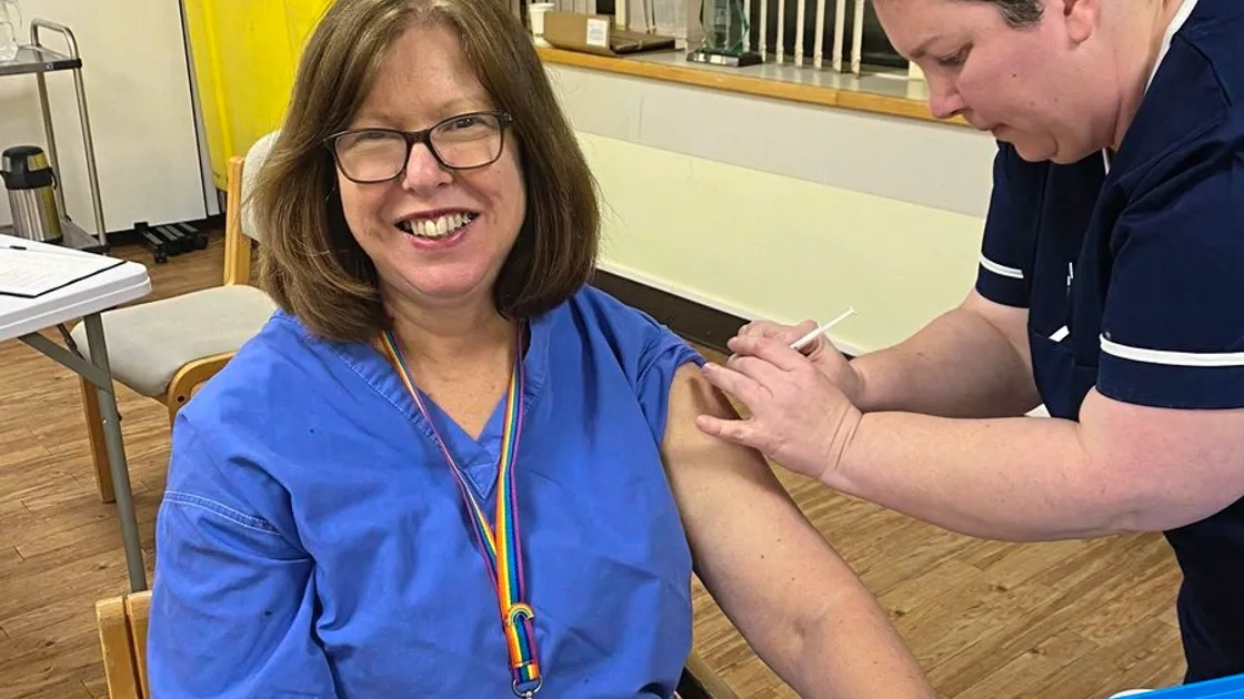 Dr Nicola Brink receiving her first dose of the Covid vaccine on 20 December 2020. (Image supplied, 29335549)