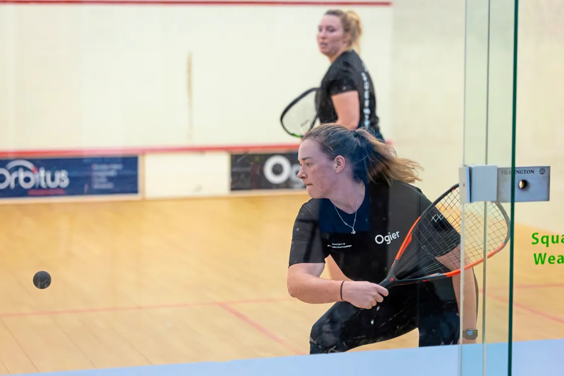 Women’s A winner Sophie Young playing against Abby Darnell