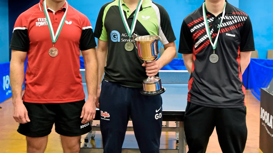 The CI Open Top 12 medallists: (left to right) Mariusz Cieminski (bronze), Garry Dodd (gold) and Josh Stacey (silver). (Picture by Mark Windsor, 23734042)