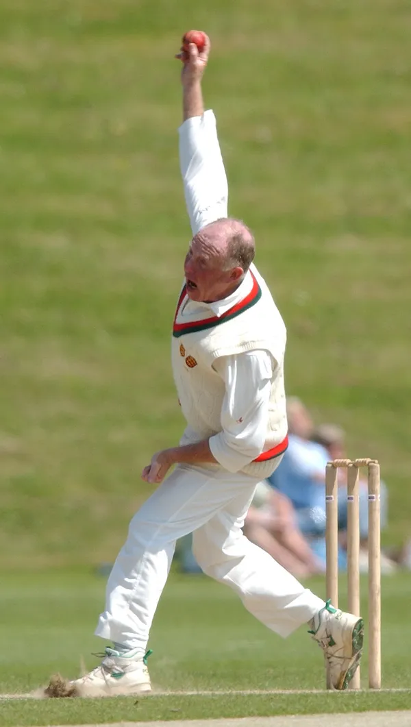 .REF:00191456.Over 50s cricket at Grainville. Picture: David Ferguson..Jersey's Mike Kinder. (30543941)