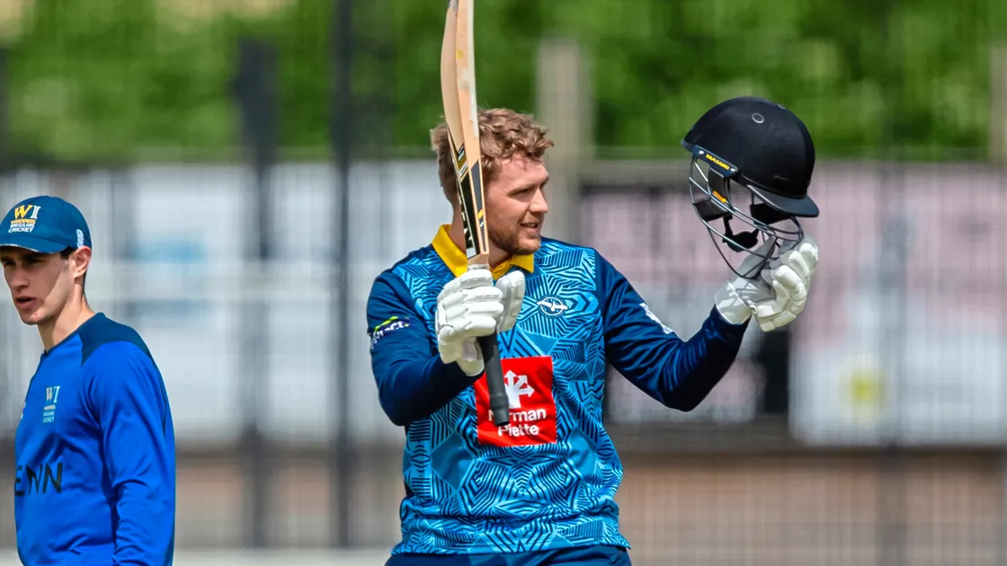 Tom Nightingale reached 50 in just 14 balls in a blistering knock. (Picture by www.guernseysportphotography.com)
