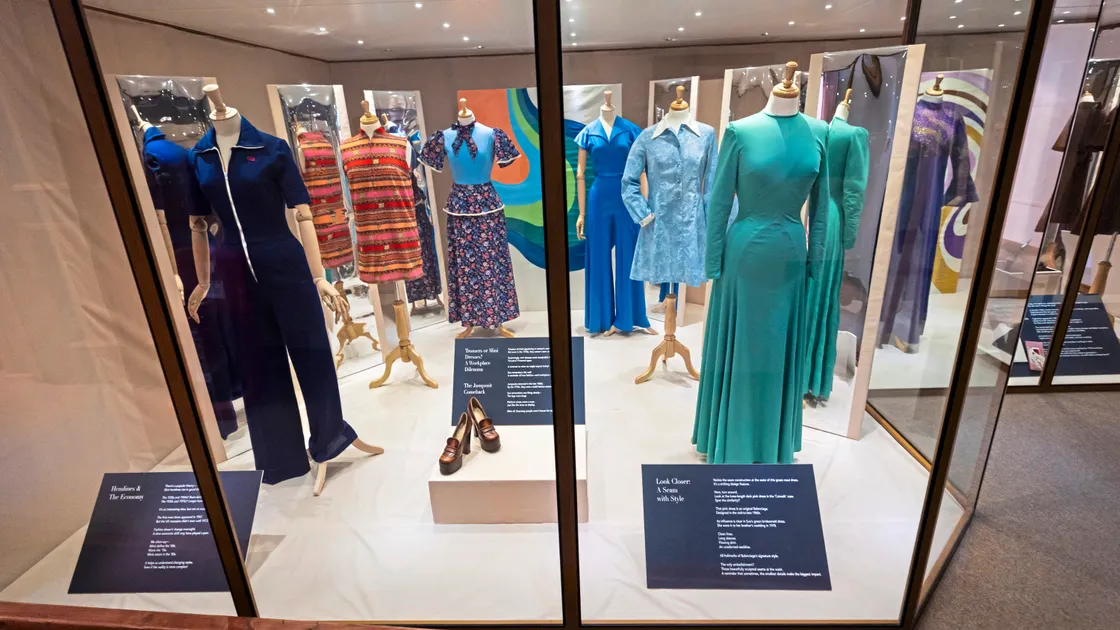 On display at the Saumarez Park museums are mini skirts, maxi dresses, jumpsuits and shoes, all worn by Mrs Coyle in her teenage years.