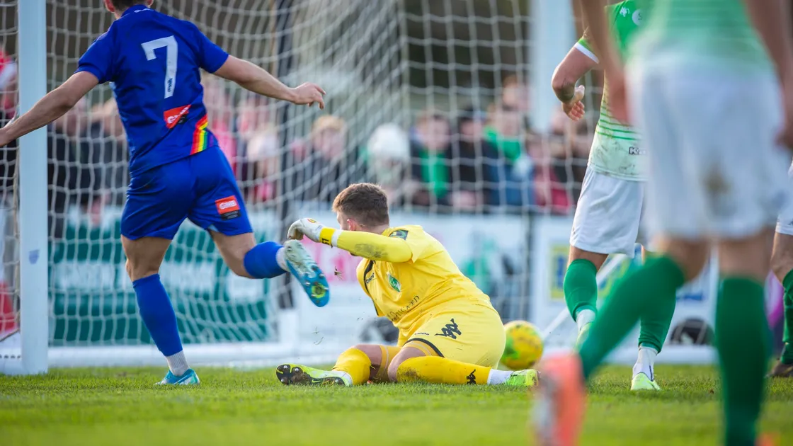 Whitehawk score one of their two goals at Footes Lane on Sunday. (Picture by Sophie Rabey, 26873897)