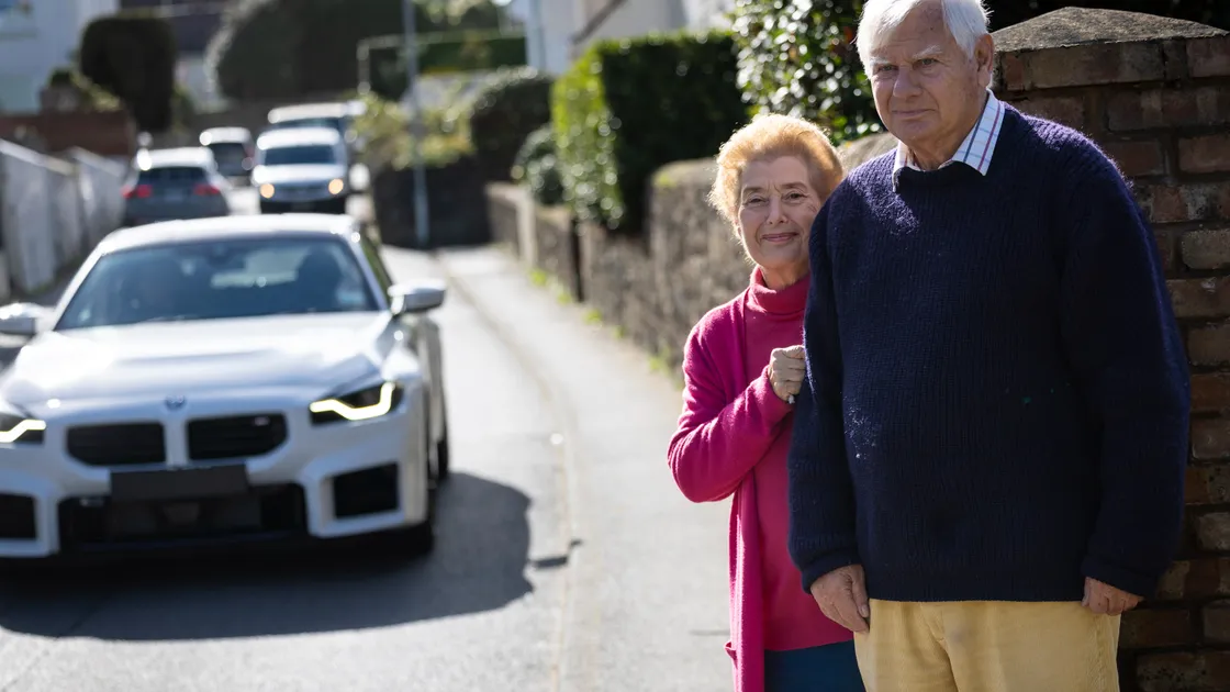 Christina and David Hodgetts live in Les Croutes and have safety concerns about the narrow road and the speed of vehicles using it. (Picture by Peter Frankland, 34981379/73)