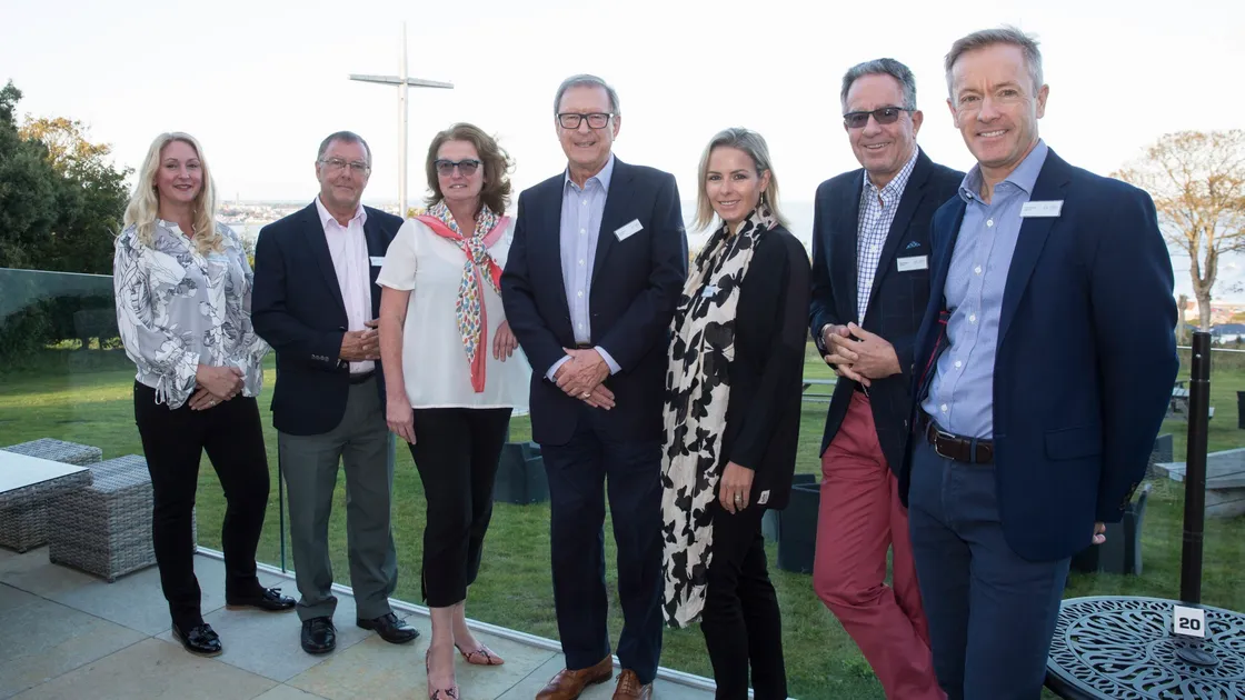 Guernsey Community Savings LBG reception. The charity is now open and helping the financially excluded in Guernsey to access basic financial services. Left to right, the board and executive team, Jo Farrell, Brian Horsepool, Jane Kerins, Peter Neville, Susan Norman, Mark Bright and Nick England. (Picture by Adrian Miller, 28745194)